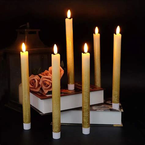 Leejec set of 20 flickering taper candles with magic wand remote
